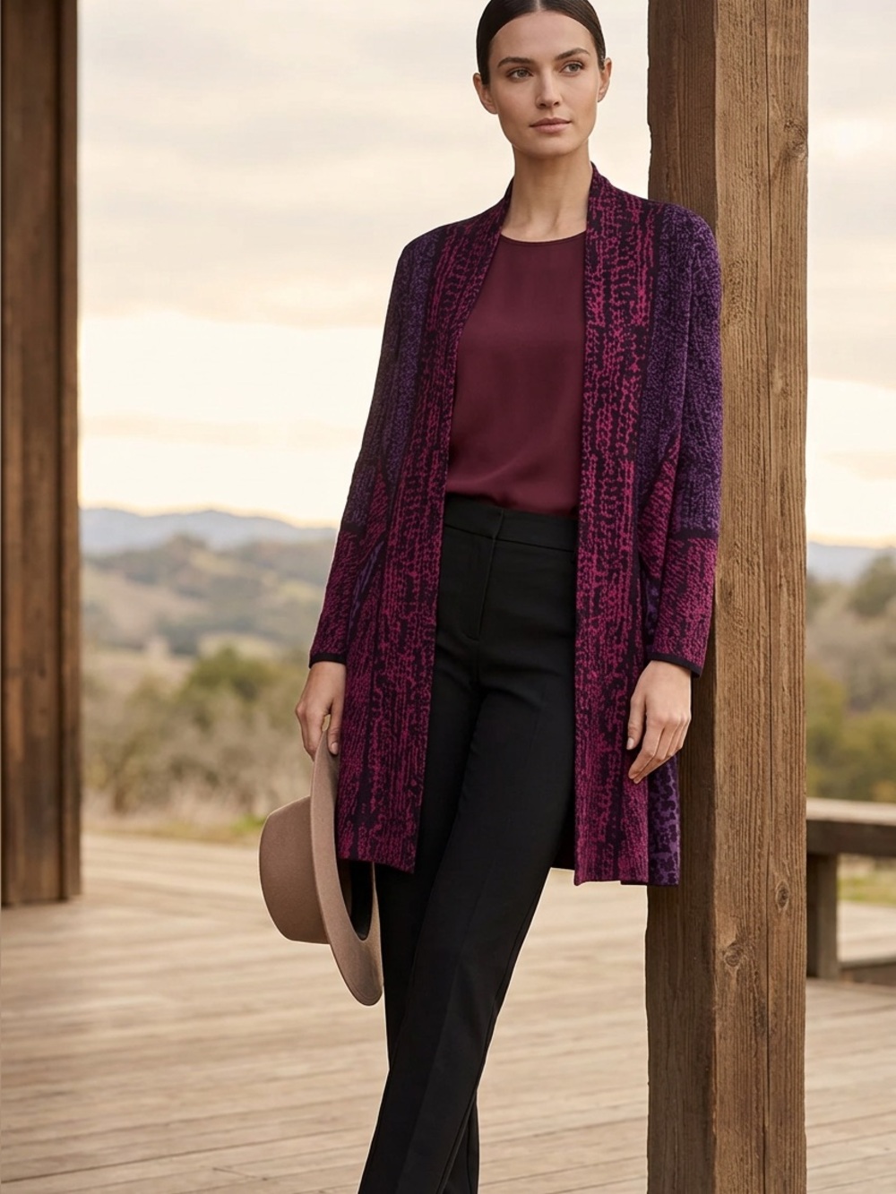 NIC+ZOE Purple & Pink Open-Front Women's Cardigan Sweater S
